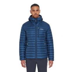 Kurtka puchowa męska Rab Microlight Alpine Jacket z kapturem. Niebieskie kurtki męskie RAB, m, bez wzorów, z puchu, sportowe, z kapturem. W wyprzedaży za 903.10 zł.