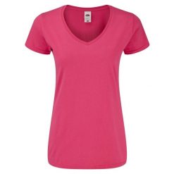 Koszulka Damska Z Dekoltem W Kształcie Litery V. Czerwone koszulki sportowe damskie Fruit of the Loom, l, bez wzorów, bez kołnierzyka, bez ramiączek, trekkingowe. Za 33.99 zł.