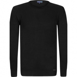Sweter "Spikes" w kolorze czarnym. Czarne swetry przez głowę męskie marki Sir Raymond Taylor, z aplikacjami, z bawełny, z okrągłym kołnierzem. W wyprzedaży za 159.95 zł.