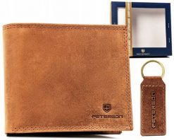 Zestaw prezentowy Peterson PTN SET-M-N992-CHM j. brązowy. Brązowe portfele męskie Peterson, bez wzorów, ze skóry. Za 80.00 zł.
