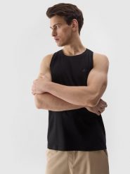 Чоловіча однотонна майка tank top regular - чорний. T-shirty męskie 4f, l, bez wzorów, z jersey, bez kołnierzyka. W wyprzedaży za 439.90 zł.