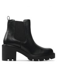 Jenny Fairy Botki WS5596-02 Czarny. Czarne botki damskie Jenny Fairy, ze skóry, bez obcasa, na słupku, bez zapięcia. Za 135.99 zł.