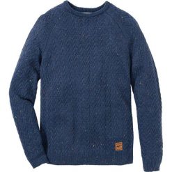 Sweter z okrągłym dekoltem w warkocze Regular Fit bonprix ciemnoniebieski melanż. Swetry przez głowę męskie marki bonprix. Za 49.99 zł.