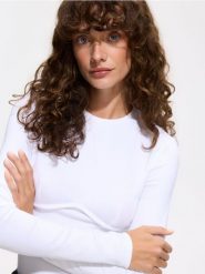 Bluzka z dodatkiem modalu - biały. Białe bluzki damskie Reserved, l, bez wzorów, z bawełny, bez kołnierzyka, bez ramiączek. Za 89.99 zł.