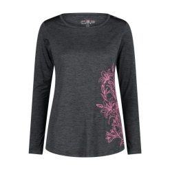 Damska koszulka z długim rękawem CMP. Czarne koszulki sportowe damskie CMP, l, bez wzorów, bez kołnierzyka, bez ramiączek, trekkingowe. Za 212.00 zł.