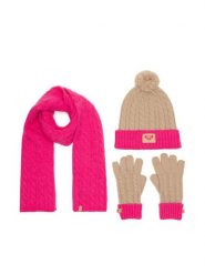 Roxy Zestaw czapka, szalik i rękawiczki RX-KF-001-AW24 Różowy. Czerwone czapki dla dzieci Roxy, bez wzorów, z dzianiny. Za 99.99 zł.