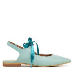 Sandały Fly London. Niebieskie sandały damskie Fly London, bez wzorów, bez obcasa, na płaskiej podeszwie, bez zapięcia. Za 489.99 zł.