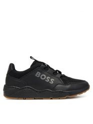 BOSS Sneakersy J51648 M Czarny. Czarne buty sportowe chłopięce Boss, bez wzorów, ze skóry, bez zapięcia. Za 339.99 zł.