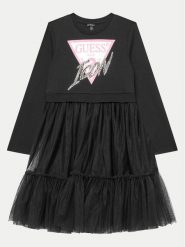 Guess Sukienka codzienna J4YK06 KB8R0 Czarny Regular Fit. Czarne sukienki dla dziewczynek Guess, z aplikacjami, z bawełny, bez ramiączek. Za 209.99 zł.