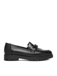 Rieker Loafersy 45561-01 Czarny. Czarne półbuty damskie Rieker, bez wzorów, ze skóry, bez obcasa, na płaskiej podeszwie, bez zapięcia. Za 369.99 zł.