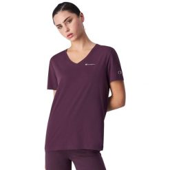 Damska Prążkowana Koszulka. Fioletowe t-shirty damskie Champion, l, bez wzorów, z bawełny, bez kołnierzyka. Za 152.99 zł.