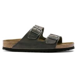 Klapki męskie Birkenstock Arizona SFB LEOI Iron. Szare klapki męskie Birkenstock, ze skóry, klasyczne. Za 449.99 zł.