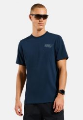 Koszulka z krótkim rękawem męska ODLO T-shirt crew neck s/s COTTON BLEND. Niebieskie t-shirty męskie Odlo, m, bez wzorów, z bawełny, bez kołnierzyka. Za 209.99 zł.