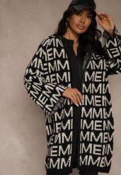 Czarno-Biały Kardigan na Suwak z Kapturem w Literowy Wzór Calitusa. Czarne kardigany damskie Renee, l, bez wzorów, z jeansu. Za 109.99 zł.