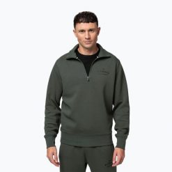 Bluza męska Pitbull Sampson HZ. Zielone bluzy sportowe męskie PITBULL, l, bez wzorów, z bawełny, bez kaptura, na fitness i siłownię. Za 229.99 zł.