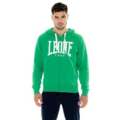 Bluza z bawełna z kaptur na siłownia na czas wolny. Zielone bluzy męskie LEONE 1947 APPAREL, bez wzorów, z bawełny, bez kaptura, na fitness i siłownię. W wyprzedaży za 181.87 zł.