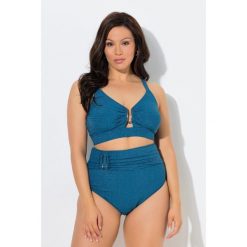 Damskie Bikini brokat miękkie miseczki ozdobna klamra regulowane ramiączka. Niebieskie bikini damskie Ulla Popken, plus size, bez wzorów, plus size. W wyprzedaży za 191.99 zł.