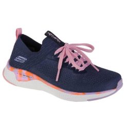 Buty do chodzenia dziewczęce, Skechers Solar Fuse. Niebieskie buty sportowe dziewczęce Skechers, bez wzorów, bez zapięcia, trekkingowe. Za 159.99 zł.