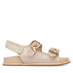 Sandały Patrizia Pepe. Brązowe sandały damskie Patrizia Pepe, bez wzorów, bez obcasa, na płaskiej podeszwie, bez zapięcia. Za 449.99 zł.