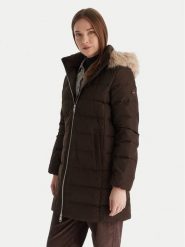 Tommy Hilfiger Płaszcz zimowy WW0WW47540 Brązowy Slim Fit. Brązowe płaszcze damskie Tommy Hilfiger, na zimę, xs, bez wzorów, z syntetyku, bez kaptura. Za 1,499.00 zł.