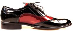 Czarno-bordowe buty wizytowe T99 - Austerity, caponki. Czarne eleganckie półbuty Modini Moda Męska, z materiału, klasyczne, bez zapięcia. W wyprzedaży za 333.00 zł.