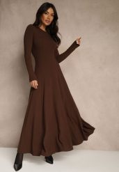 Brązowa Rozkloszowana Sukienka z Bawełny Tusmala. Brązowe sukienki damskie Renee, na co dzień, l, bez wzorów, z bawełny, eleganckie, bez kołnierzyka, bez ramiączek, maxi, proste. Za 159.99 zł.