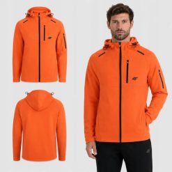BLUZA MĘSKA ROZPINANA 4F Z KAPTUREM M2239 KOLOR POMARAŃCZOWY. Brązowe bluzy męskie 4f, l, bez wzorów, z materiału, z kapturem. Za 147.00 zł.