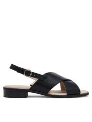 Caprice Sandały 9-28203-44 Czarny. Czarne sandały damskie Caprice, bez wzorów, ze skóry, bez obcasa, na płaskiej podeszwie, bez zapięcia. Za 250.99 zł.