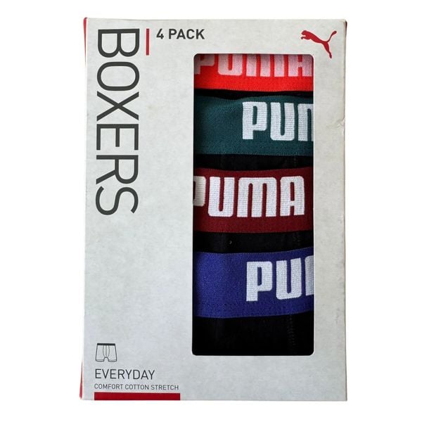 Bokserki męskie Puma BASIC 4-PACK 93819809. Bokserki męskie Puma, l, bez wzorów, z bawełny. Za 194.37 zł.