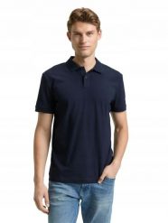 T-SHIRT KOSZULKA POLO MĘSKA TOM TAILOR BAWEŁNIANA GŁADKA GRANATOWA. Niebieskie koszulki polo męskie Tom Tailor, m, bez wzorów, z bawełny, bez kołnierzyka, bez ramiączek, na fitness i siłownię. Za 99.00 zł.