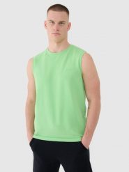 4F Tank top regular gładki męski - zielony M. Zielone koszulki sportowe męskie 4f, m, bez wzorów, z bawełny, klasyczne, bez kołnierzyka. Za 59.99 zł.