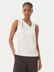 Calvin Klein Bluzka LV044F144G Biały Regular Fit. Białe bluzki damskie Calvin Klein, l, bez wzorów, z syntetyku, bez kołnierzyka, bez ramiączek. Za 409.99 zł.