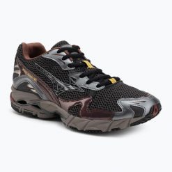 Buty Mizuno Wave Rider 10. Czarne obuwie sportowe damskie Mizuno, bez wzorów, z gumy, do biegania, mizuno wave. Za 349.99 zł.
