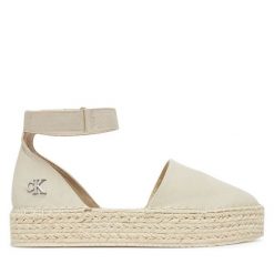 Espadryle Calvin Klein Jeans. Brązowe sandały damskie Calvin Klein Jeans, bez wzorów, z jeansu, bez obcasa, bez zapięcia. Za 209.99 zł.