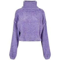 Bluza damska z golfem Urban Classics chenille. Niebieskie bluzy damskie Urban Classics, bez wzorów, bez kaptura. Za 206.00 zł.