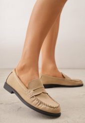 Beżowe Mokasyny VICES z Wkładką ze Skóry Naturalnej i Przeszyciami Astanie. Brązowe mokasyny damskie Renee, z jeansu, casualowe. Za 89.99 zł.