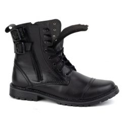 Olivier Buty męskie botki militarne motocyklowe skórzane 83KZ czarne. Czarne botki męskie na zimę, bez wzorów, militarne, bez zapięcia. Za 453.66 zł.