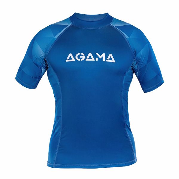 Męska koszulka lycrowa BLUE MAN. Niebieskie koszulki sportowe męskie AGAMA, m, bez wzorów, z lycry, bez kołnierzyka, bez ramiączek, na golfa. Za 213.30 zł.