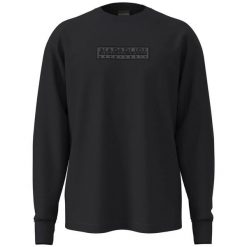 Bluza z okrągłym dekoltem Napapijri S-Box Logo. Czarne bluzy męskie Napapijri, na lato, m, bez wzorów, z dresówki, bez kaptura. Za 235.05 zł.