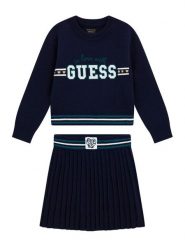 Guess Komplet bluzka i spódnica K6YG02 Z0815 Granatowy Regular Fit. Niebieskie t-shirty i topy dla dziewczynek Guess, z aplikacjami, z wiskozy, bez ramiączek. Za 284.99 zł.