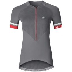 Odlo Koszulka damska Stand-up collar s/s 1/2 zip BREATHE szara r. M (411171). T-shirty damskie marki Odlo. Za 217.08 zł.