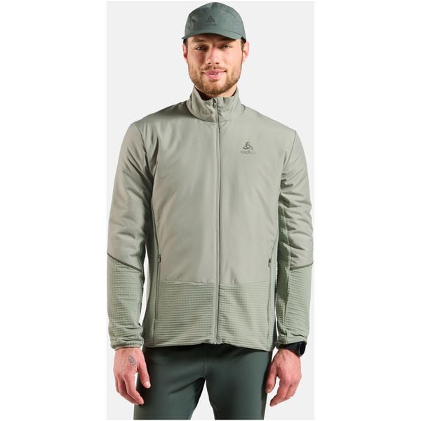 Kurtka hybrydowa Odlo Jacket ESSENTIAL INSULATOR HYBRID. Brązowe kurtki męskie Odlo, bez wzorów, sportowe, bez kaptura. Za 589.99 zł.