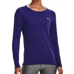 Damska koszulka Under Armour Armour z długim rękawem fioletowa. Fioletowe t-shirty damskie Under Armour, l, bez wzorów, z materiału, klasyczne, bez kołnierzyka. Za 172.75 zł.