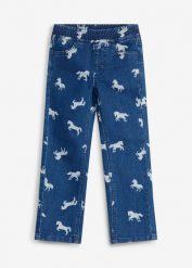 Jeansy z gumką w talii, średni stan. Niebieskie jeansy dla dziewczynek bonprix, z jeansu, eleganckie. Za 109.99 zł.