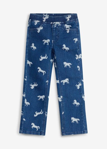 Jeansy z gumką w talii, średni stan. Niebieskie jeansy dla dziewczynek bonprix, z jeansu, eleganckie. Za 97.99 zł.