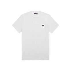 T-shirt Fred Perry Biały z Okrągłym Kołnierzem. Białe koszulki sportowe męskie Fred Perry, bez wzorów, z bawełny, eleganckie, bez kołnierzyka. Za 212.75 zł.