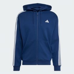 Bluza z kapturem z suwakiem na całej długości Essentials 3-Stripes French Terry. Białe bluzy męskie Adidas, l, bez wzorów, z bawełny, z kapturem. Za 279.00 zł.