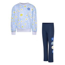 Dziewczęca bluza i legginsy z nadrukiem Converse. Niebieskie bluzy dla dziewczynek Converse, bez wzorów, z dresówki, bez ramiączek, bez kaptura. Za 192.00 zł.