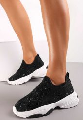 Czarne Wsuwane Sneakersy Zdobione Drobnymi Cyrkoniami Alitria. Czarne obuwie sportowe damskie Renee, z aplikacjami, z jeansu. Za 84.99 zł.