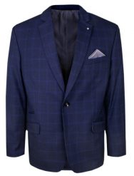 Elegancka Marynarka Męska - Casino - Delikatnie Taliowana - Granatowa w Kratę. Niebieskie marynarki męskie Casino, bez wzorów, z poliesteru, eleganckie. Za 389.00 zł.